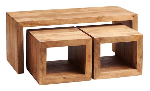 Toko Light Mango Cubed John Long Coffee Table Set by Indian Hub